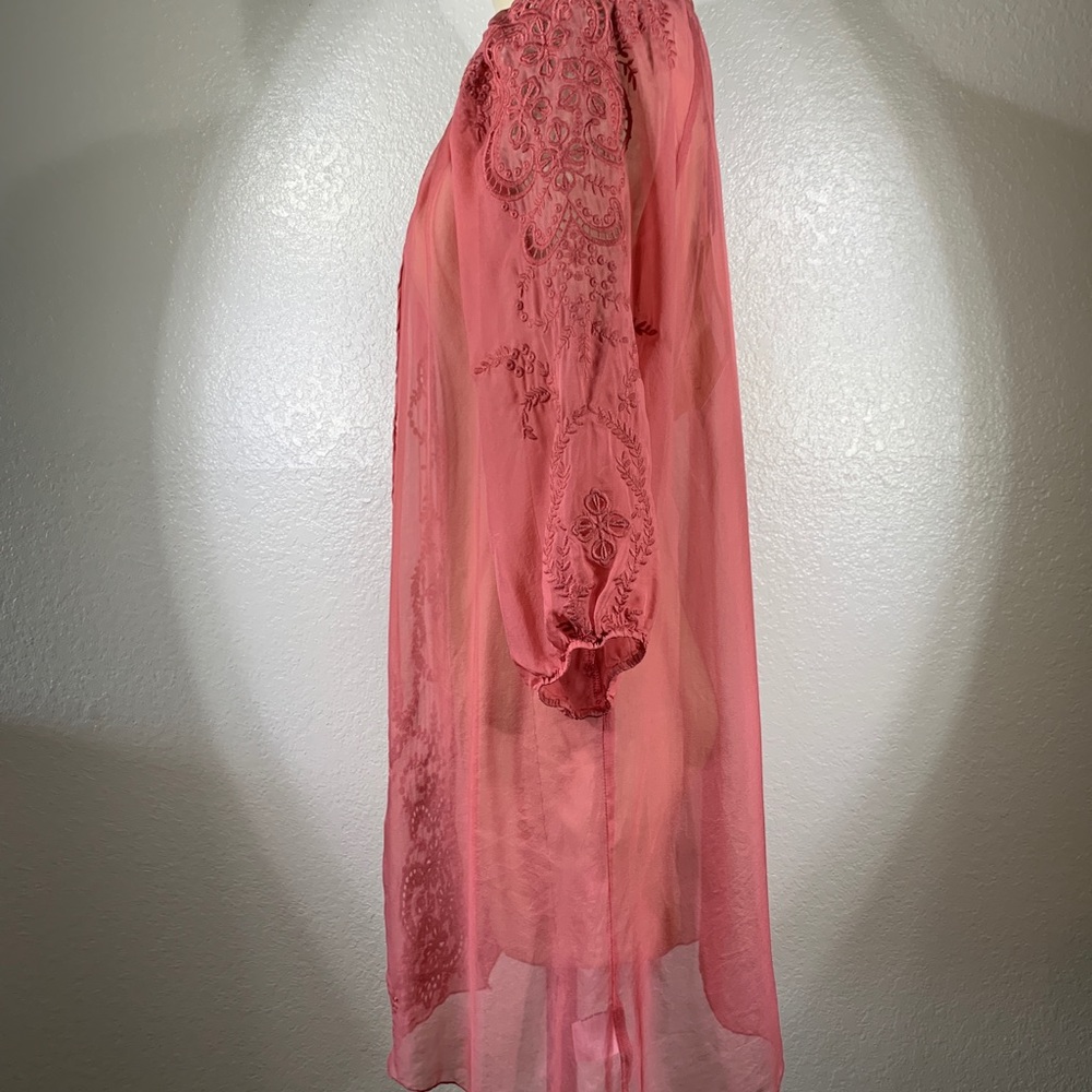 4 Love & Libery Linea Silk Chiffon Tunic in Java Pink M NWT - Picture 6 of 8